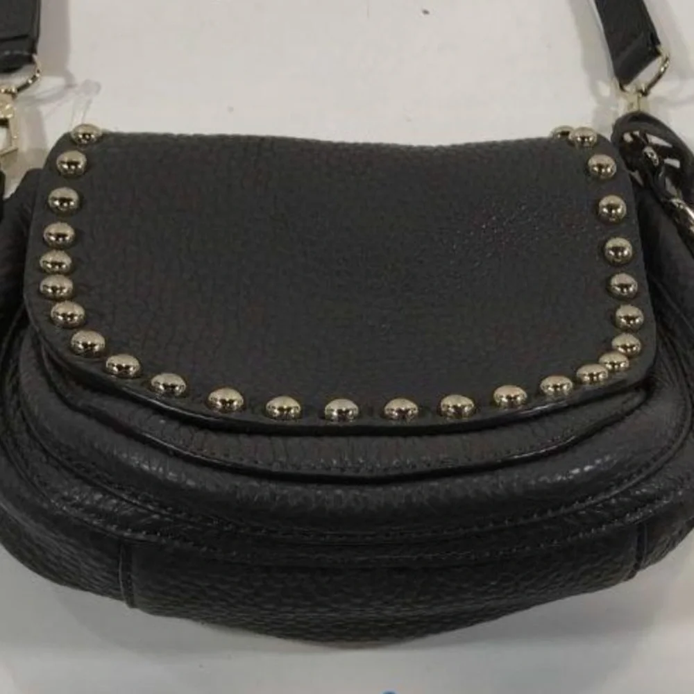Women’s Rebecca Minkoff Black Studded Pebbled Grain Leather Flap Crossbody Bag